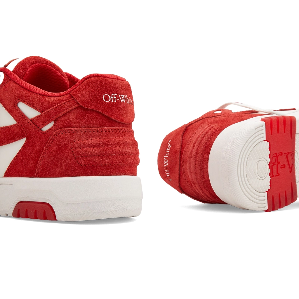 Off White Men's Out Of Office Suede Sneaker Brick Red/White